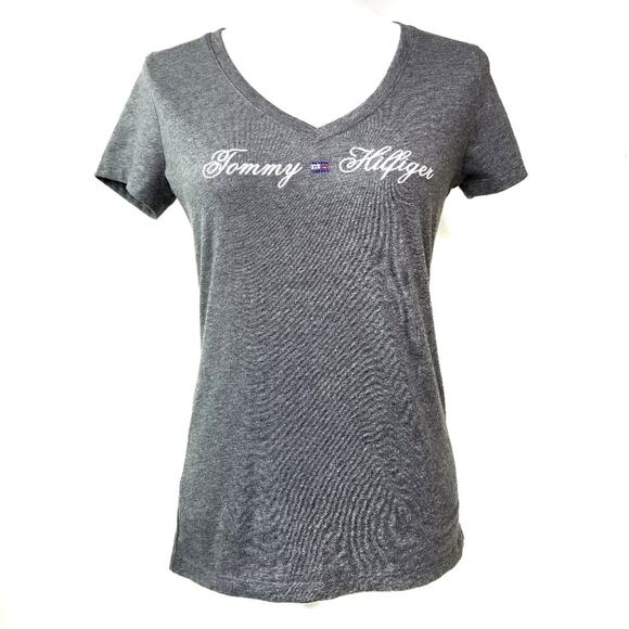 Tommy Hilfiger Rhinestone Flag VNeck Tee - Picture 1 of 6